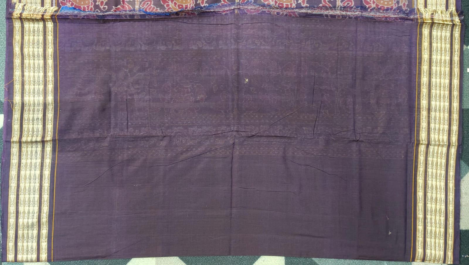 Blue Coffee Jangal Design Sambalpuri Cotton Saree