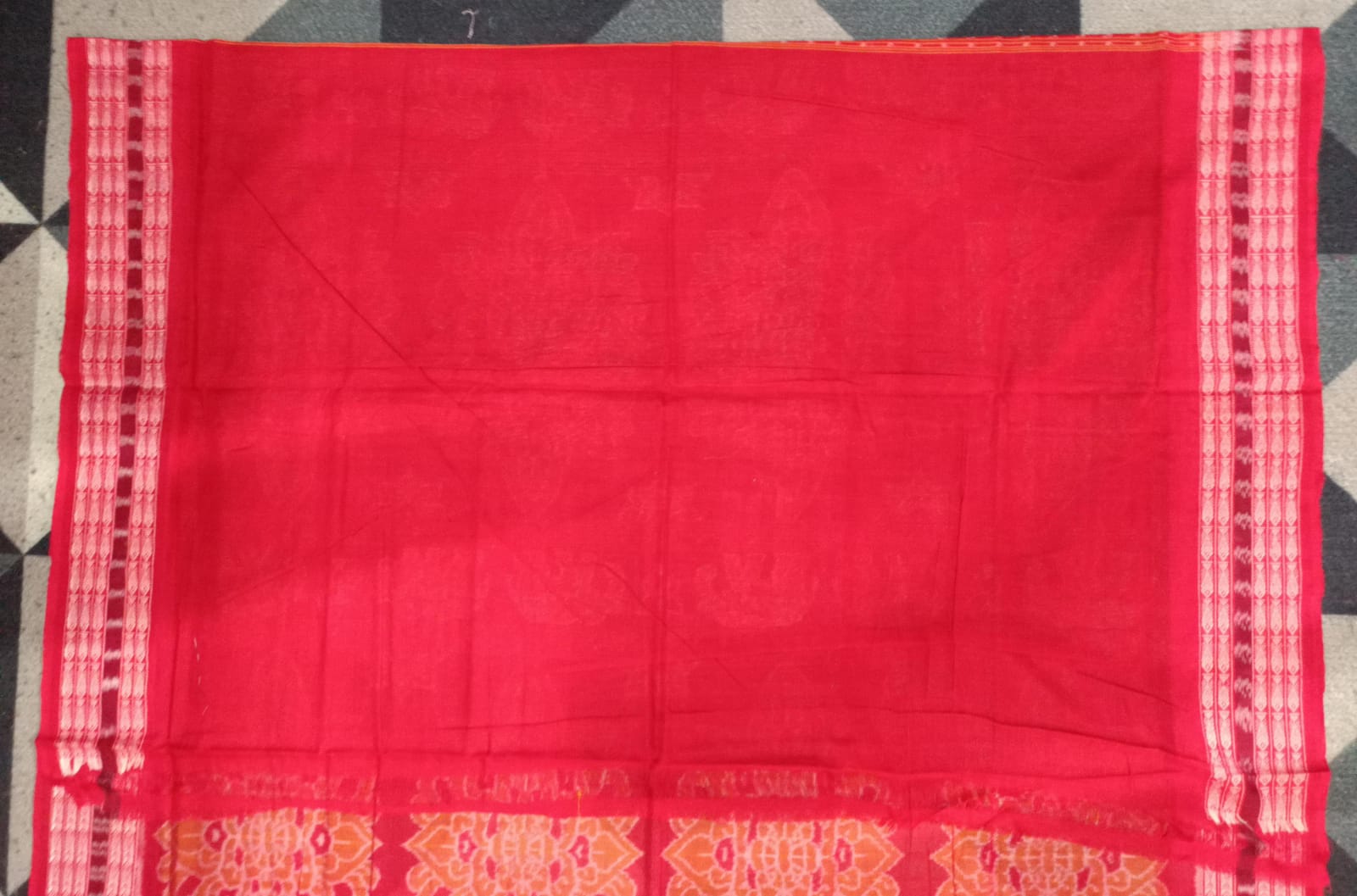 Blue Maroon Red Dancer & Pasapali Design Sambalpuri Cotton Saree