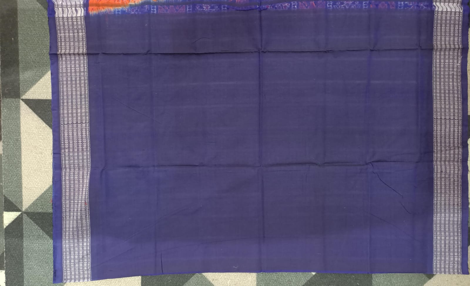 Orange Blue Traditional Motive Design Sambalpuri Cotton Saree