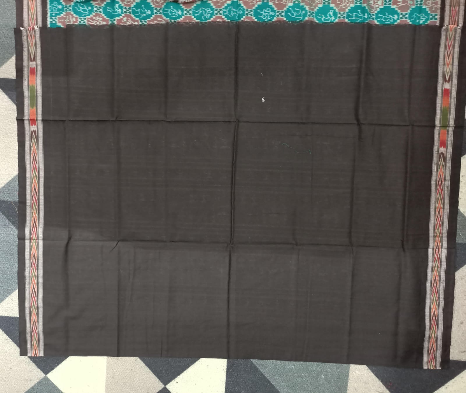 Rama Green Black Tribal Design Sambalpuri Cotton Saree