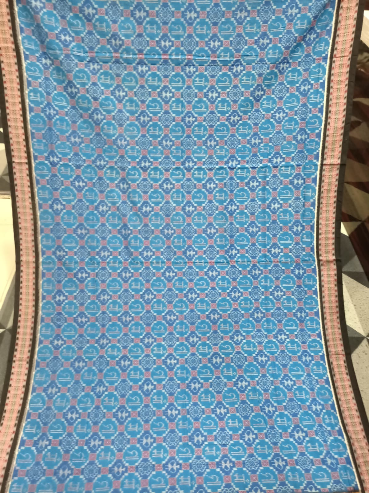 Copper Sulphate Black Maa Sambalpuri Cotton Saree