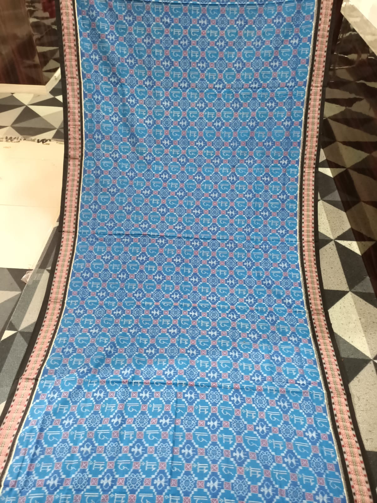 Copper Sulphate Black Maa Sambalpuri Cotton Saree