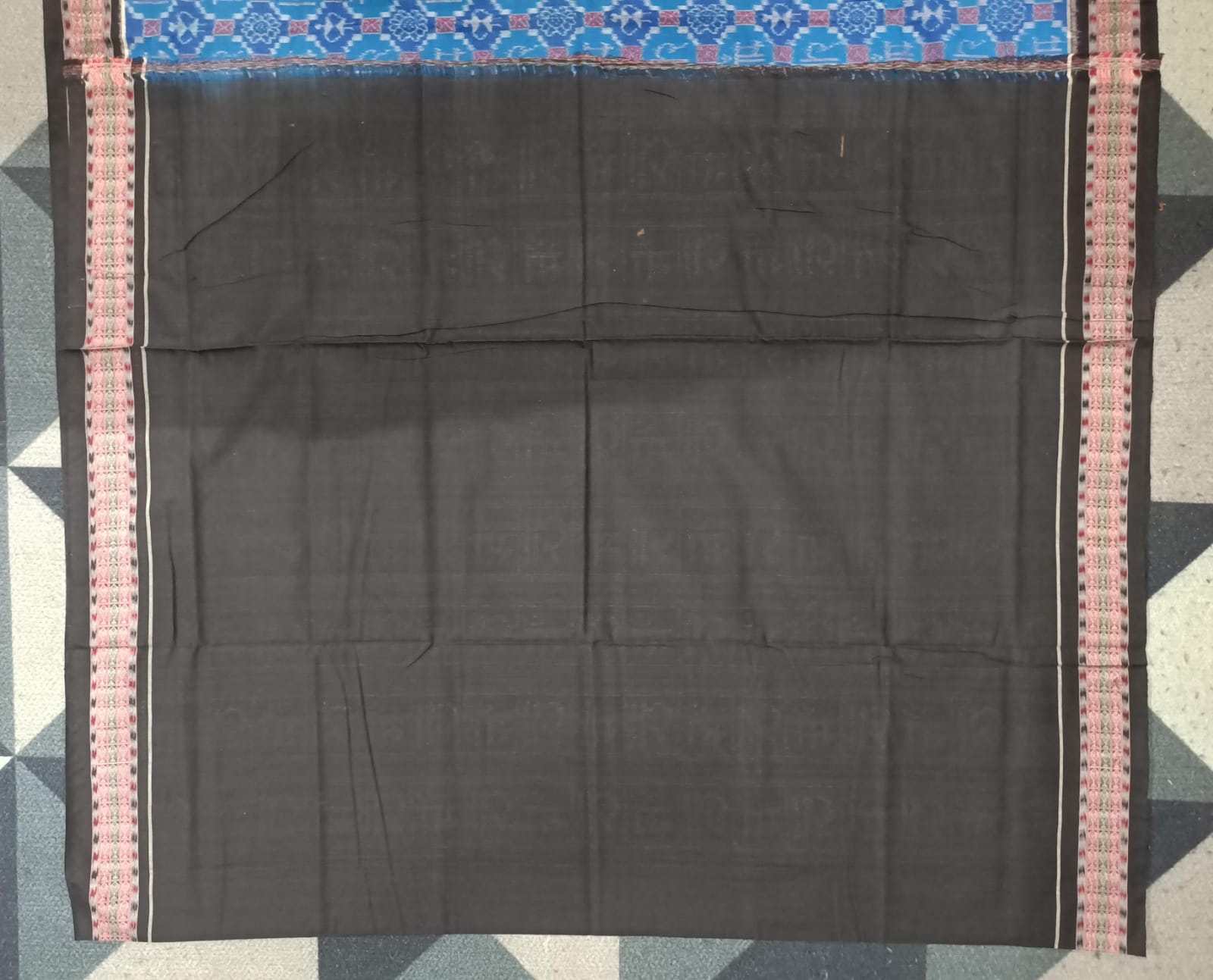 Copper Sulphate Black Maa Sambalpuri Cotton Saree