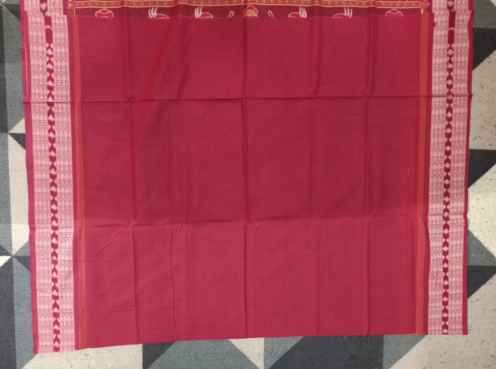 Black Maroon Body Multicolour Sambalpuri Dance Design Sambalpuri Cotton Saree