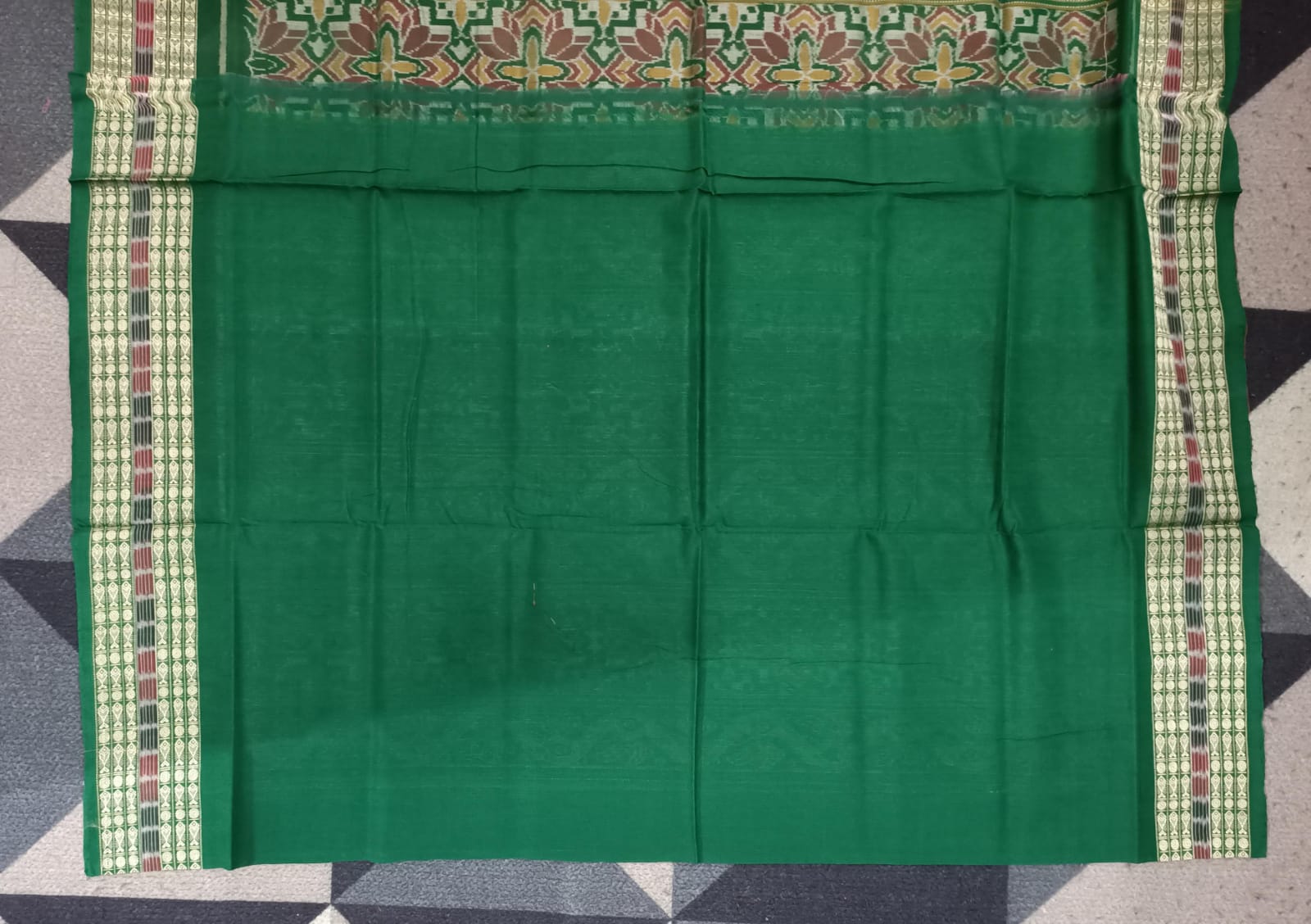 Peach Green Nabakothi Design Sambalpuri Cotton Saree