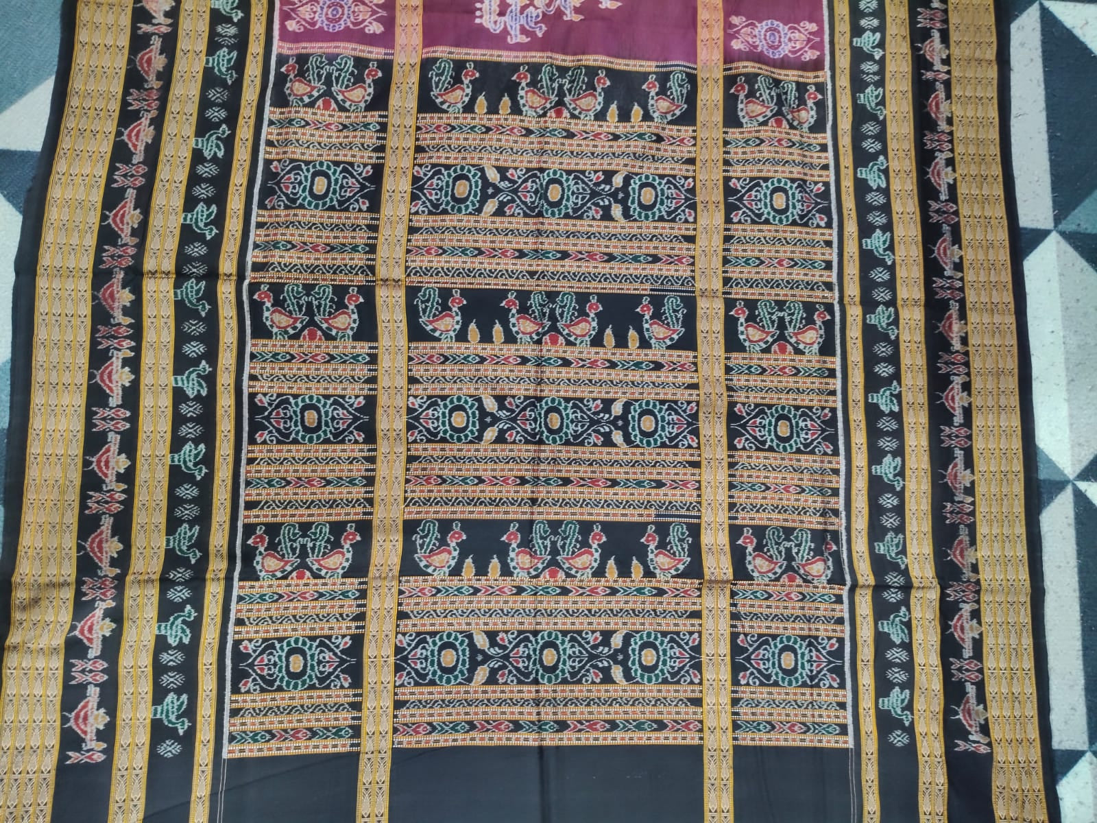 Coffee Black Akhanda Dipa Design Sambalpuri Cotton Saree