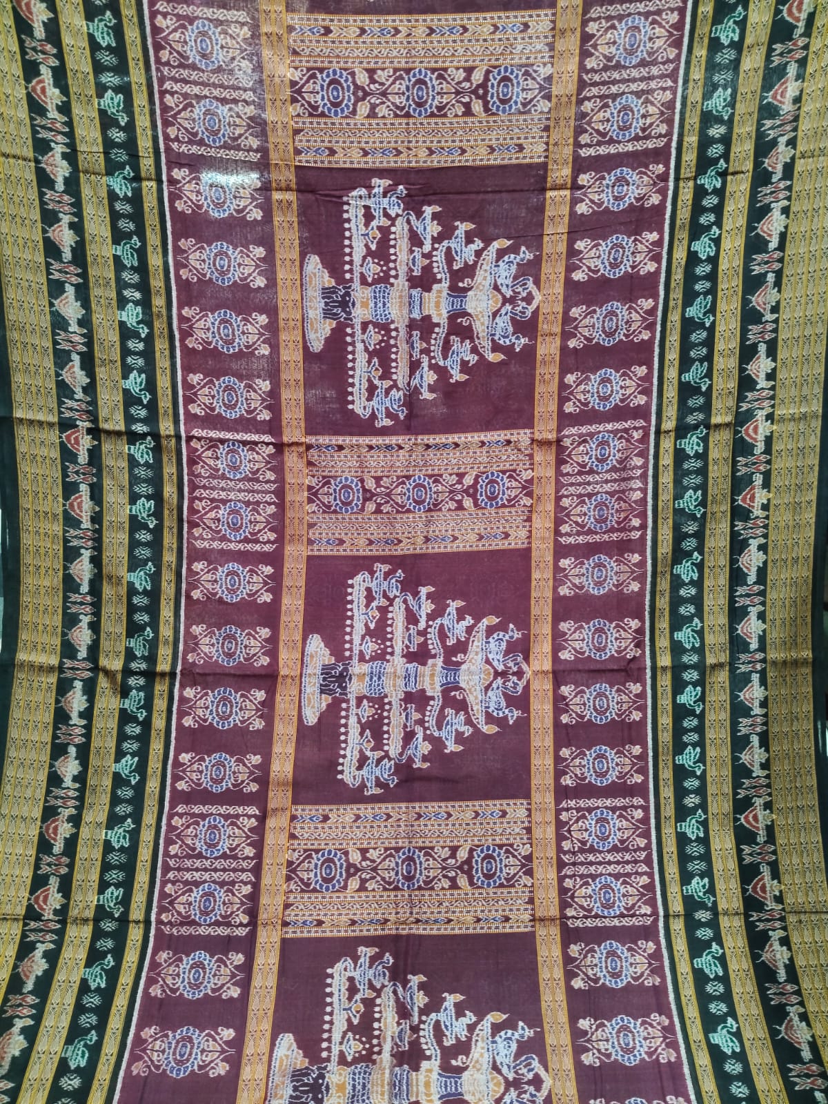 Coffee Black Akhanda Dipa Design Sambalpuri Cotton Saree