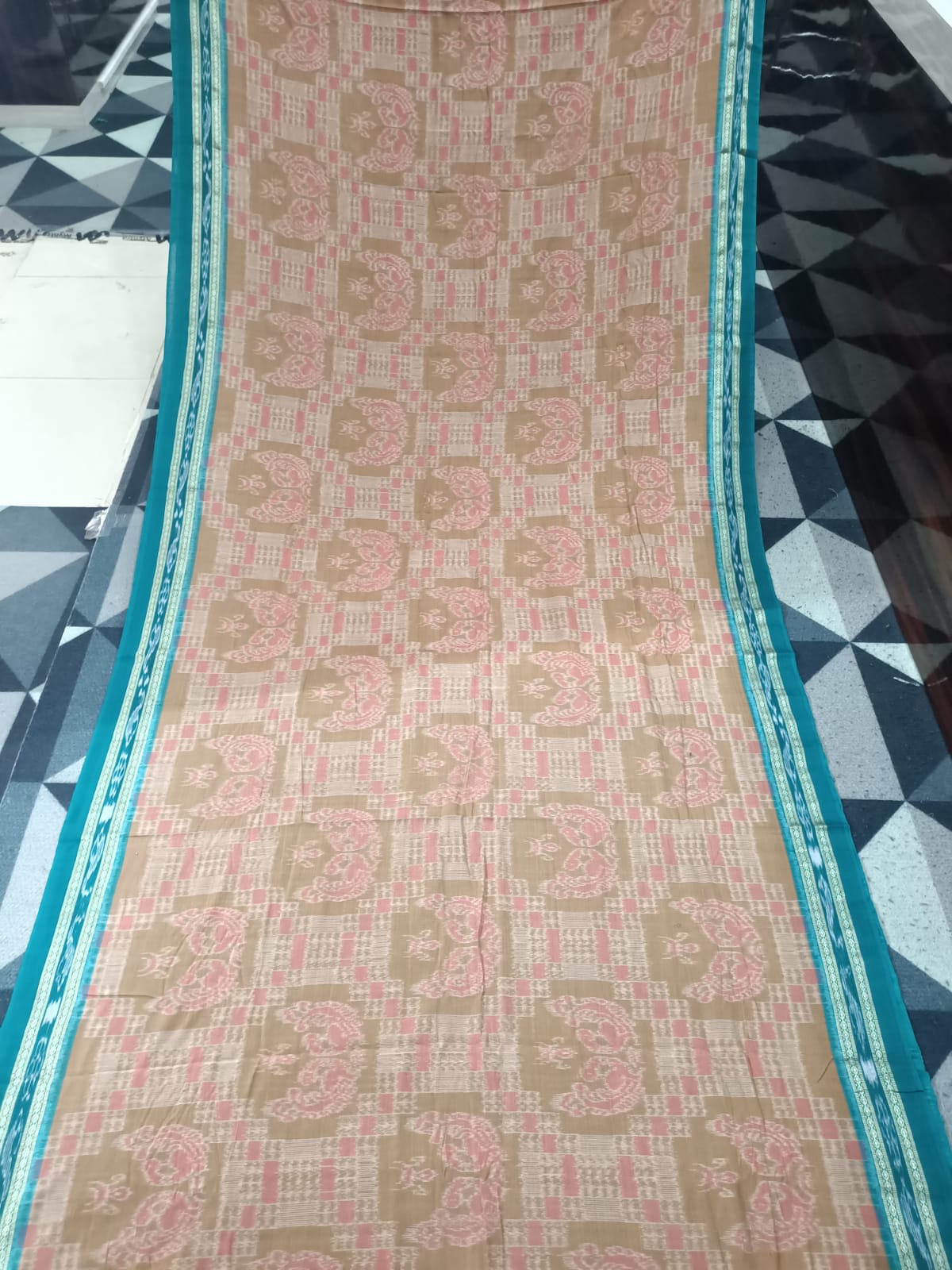 Matha Green Ekat Khandua Cotton Saree