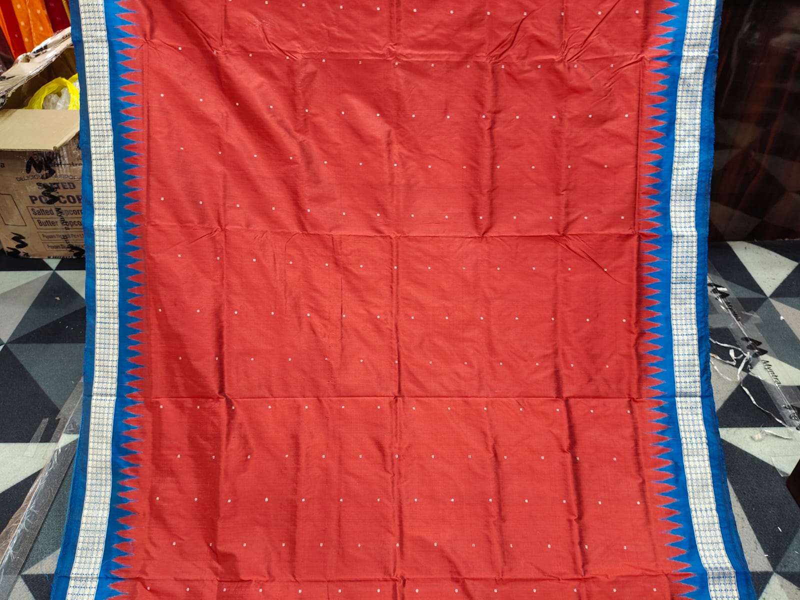 Maroon Copper Sulphate Mini Buti Bomkai Silk Saree