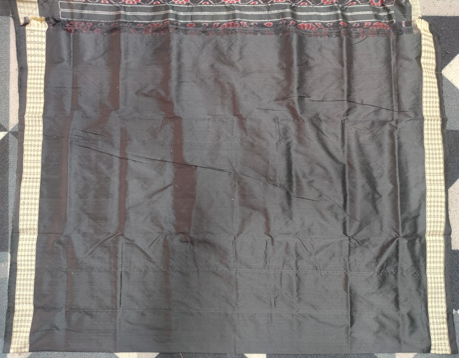 Peacock Blue Black Mini Buti Bomkai Silk Saree