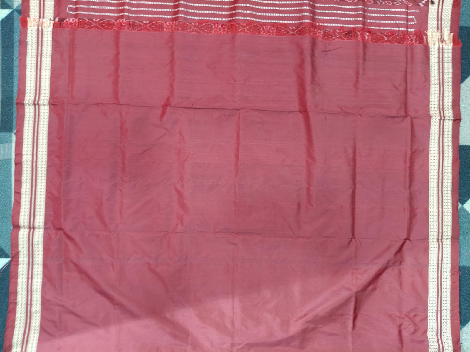 Red Maroon Mini Buti Bomkai Silk Saree