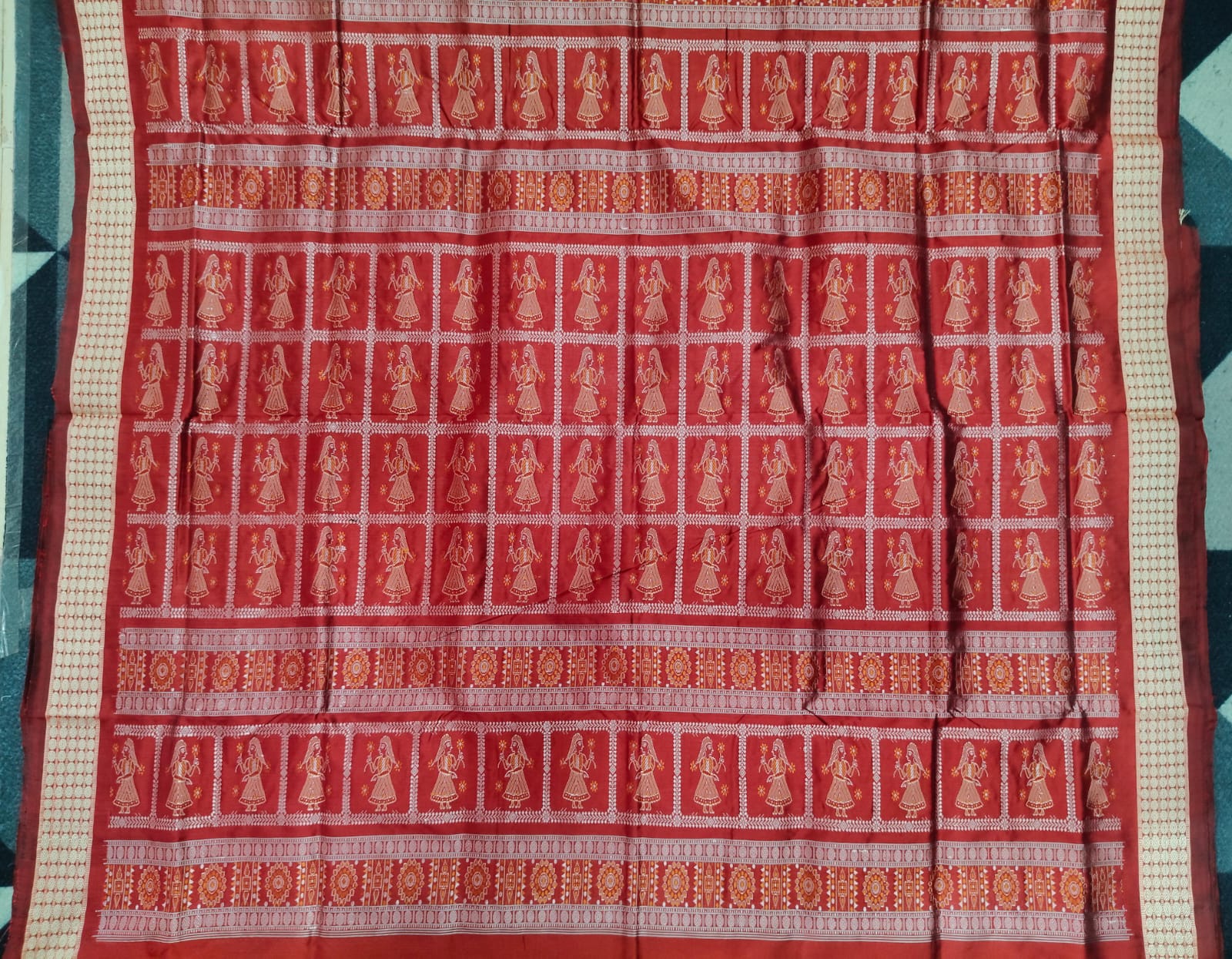 Green Maroon Mini Buti Bomkai Silk Saree