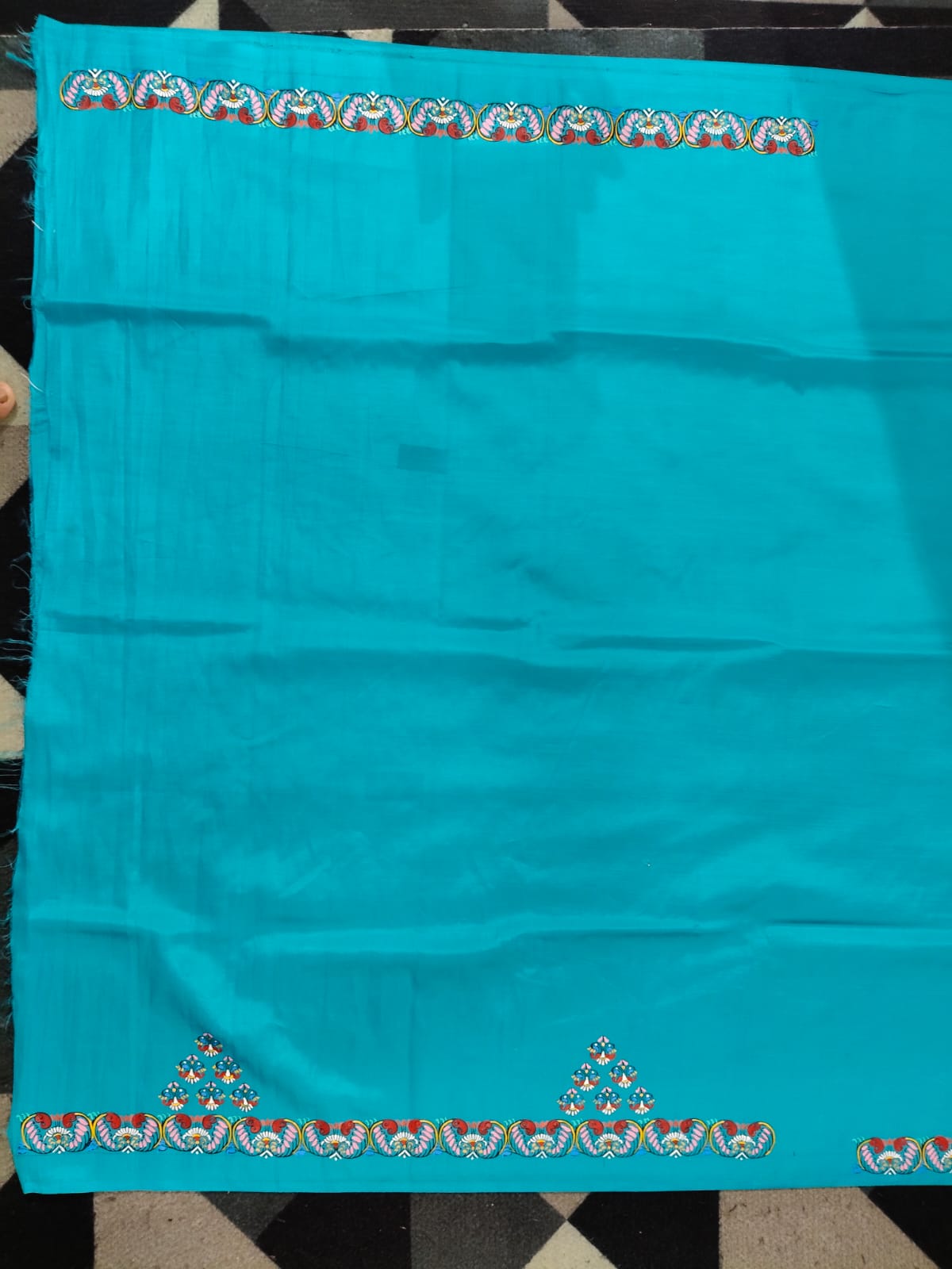 Copper Sulphate Sakhi Round Rasa Theme Pattachitra Khadi Silk Saree