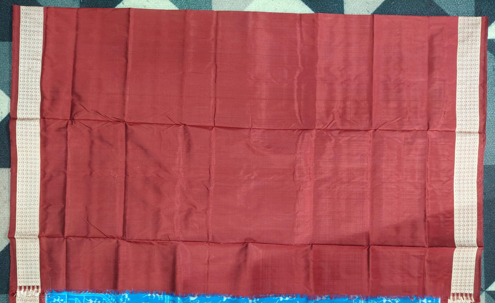 Deep Sky Coffee Tribal & House Design Sambalpuri Silk Saree
