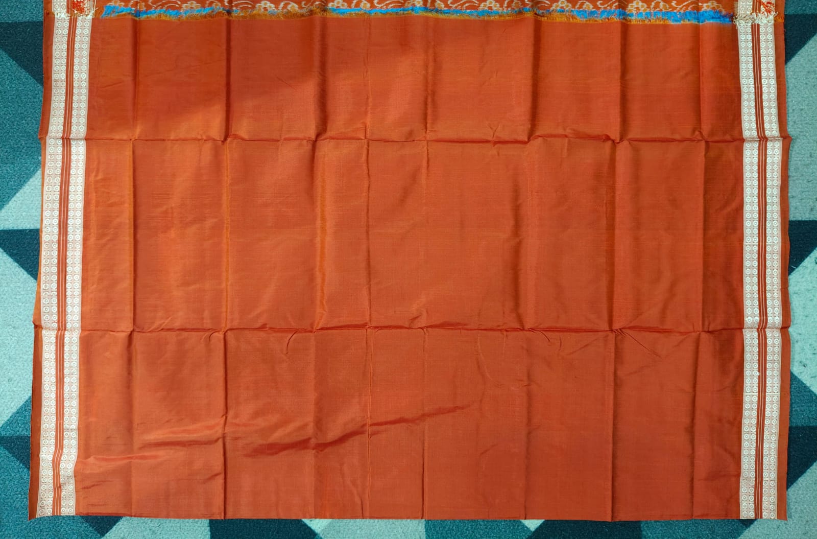 Deep Sky Brown Laxmi Pada Design Sambalpuri Silk Saree