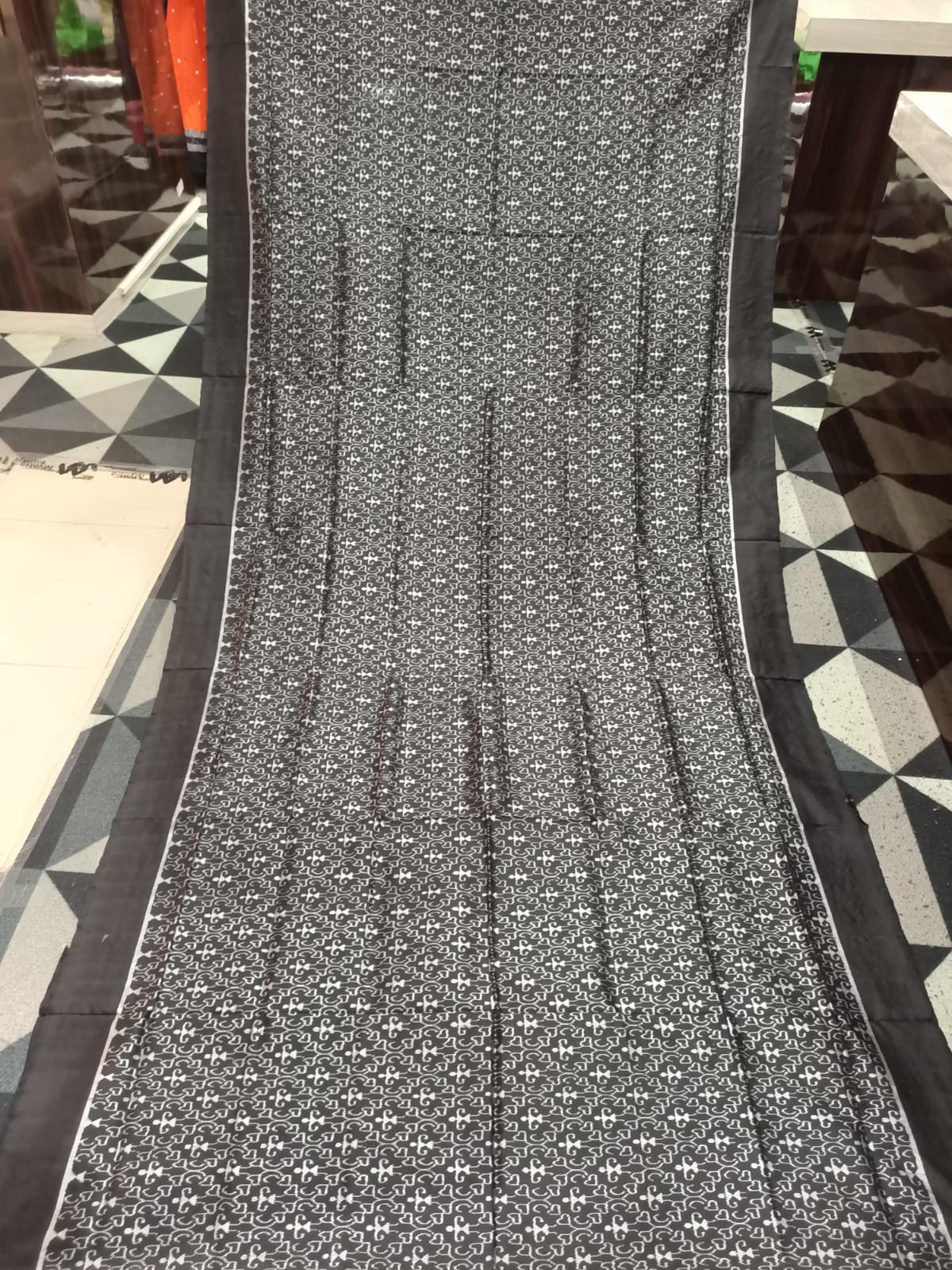 Black Silver Tribal Design Sambalpuri Silk Saree