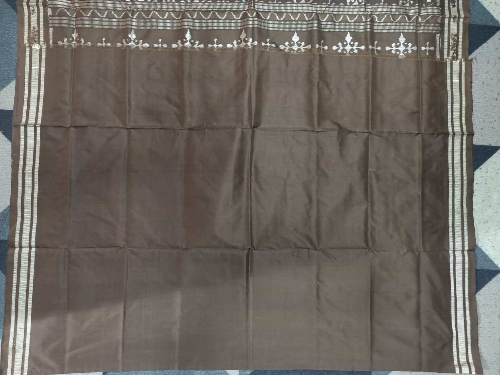 Dark Mehendi Flower Design Sambalpuri Silk Saree