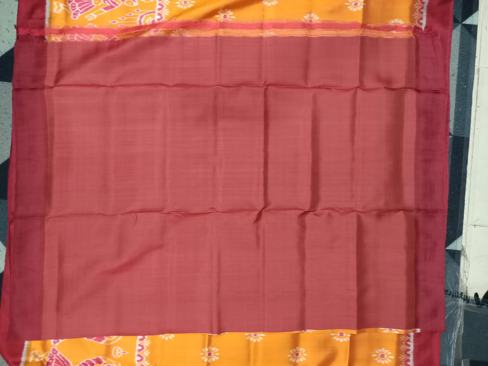Orange Maroon Body Flower & Scot Dancer Design Mulberry Silk Saree