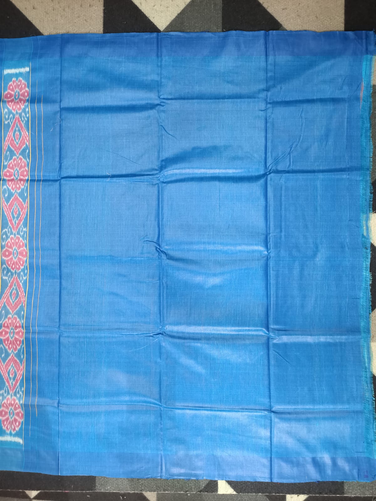 Orange Copper Sulphate Kumbha Border Eri Tusser Silk Saree