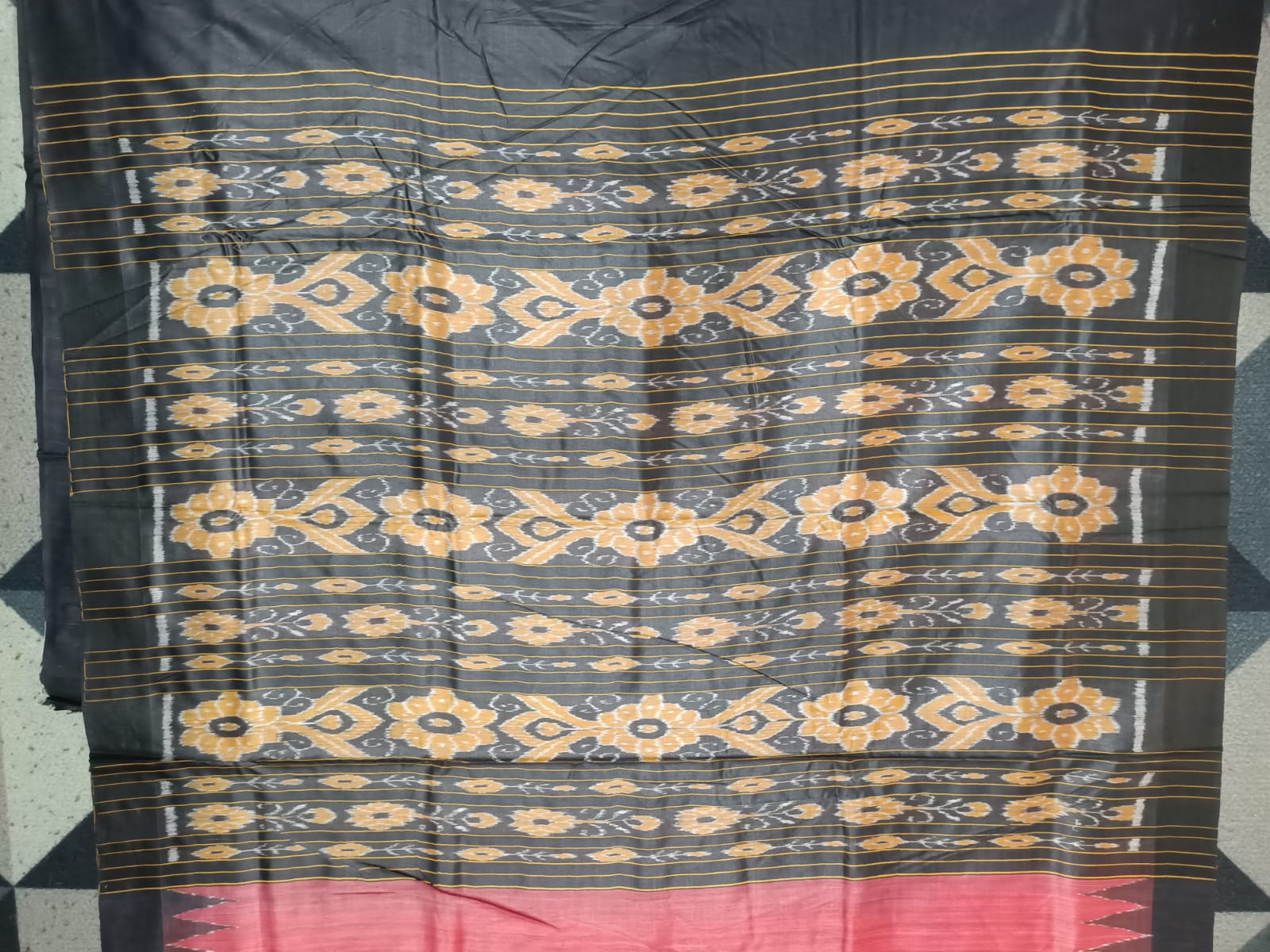 Maroon Black Kumbha Border Eri Tusser Silk Saree