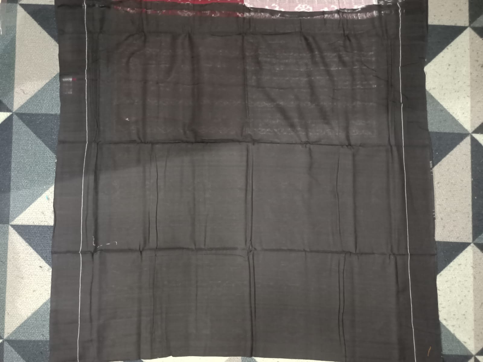 Grey Maroon Black Half Half Tribal Sambalpuri Cotton Saree