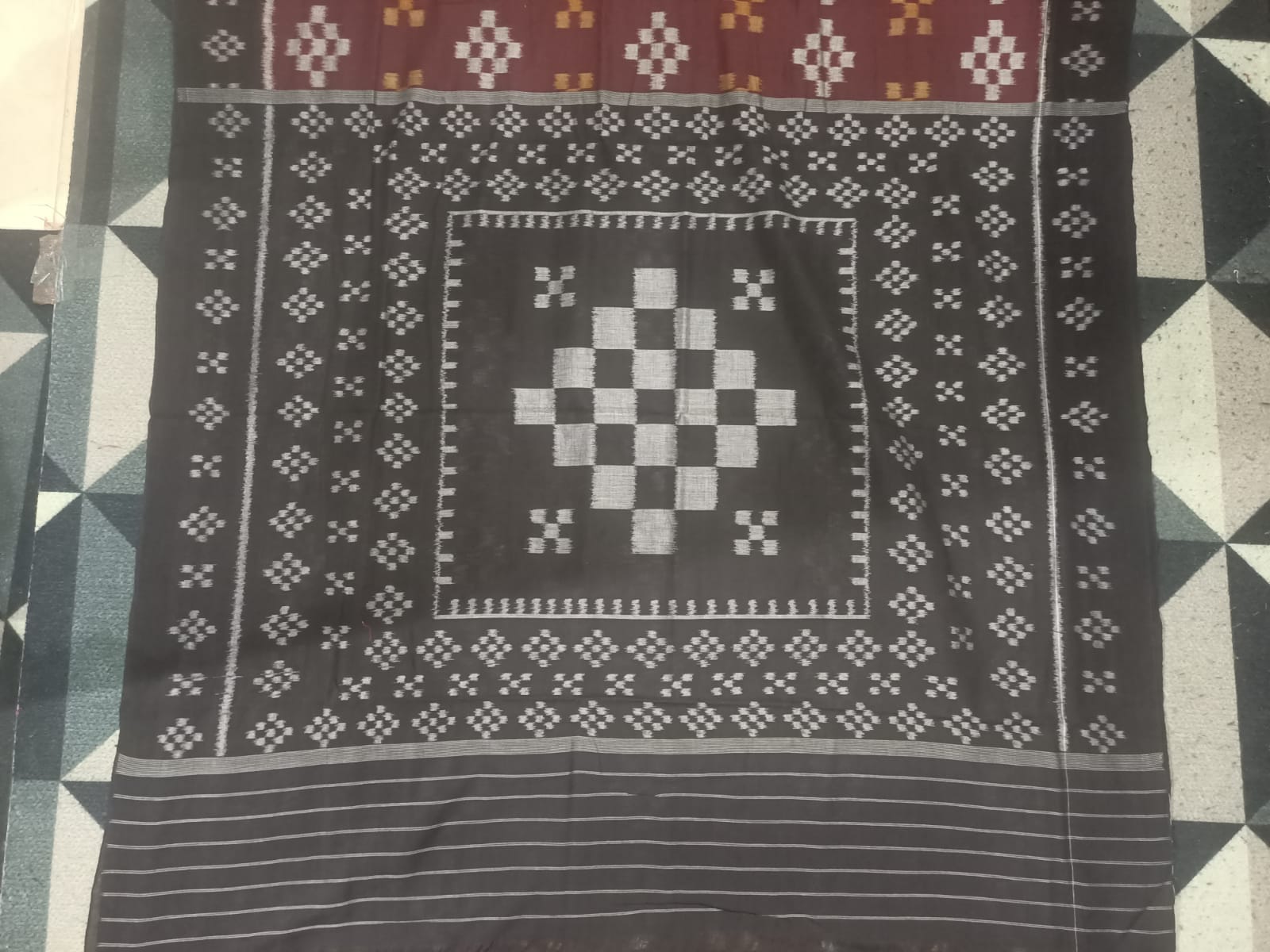 Coffee Black Pasapali Khandua Cotton Saree
