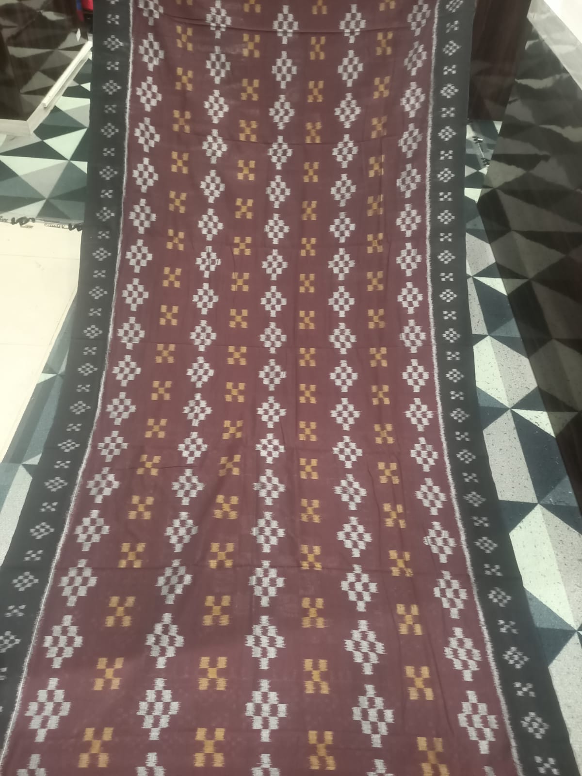 Coffee Black Pasapali Khandua Cotton Saree