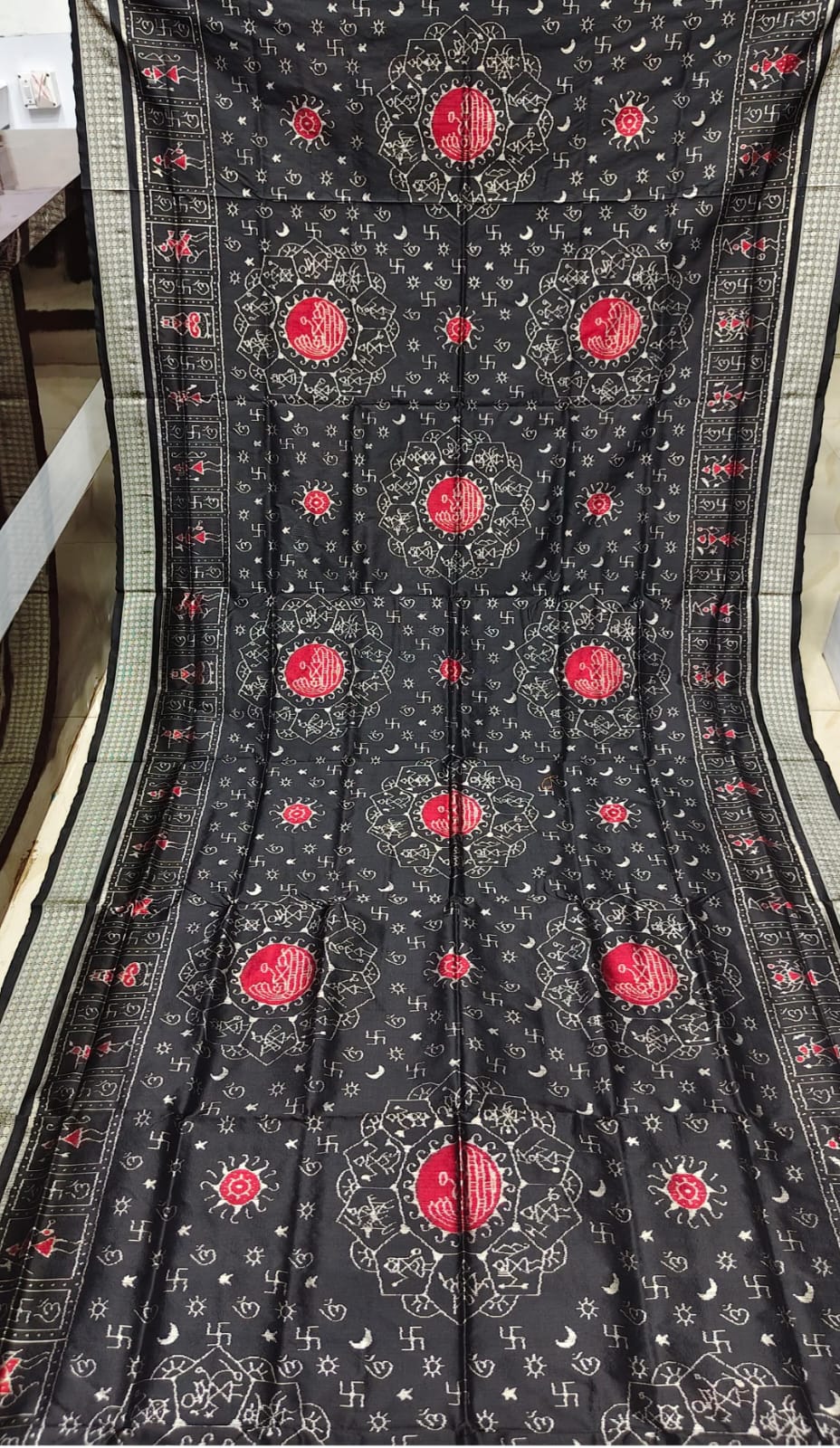 Black Dashavatar Design Sambalpuri Silk Saree