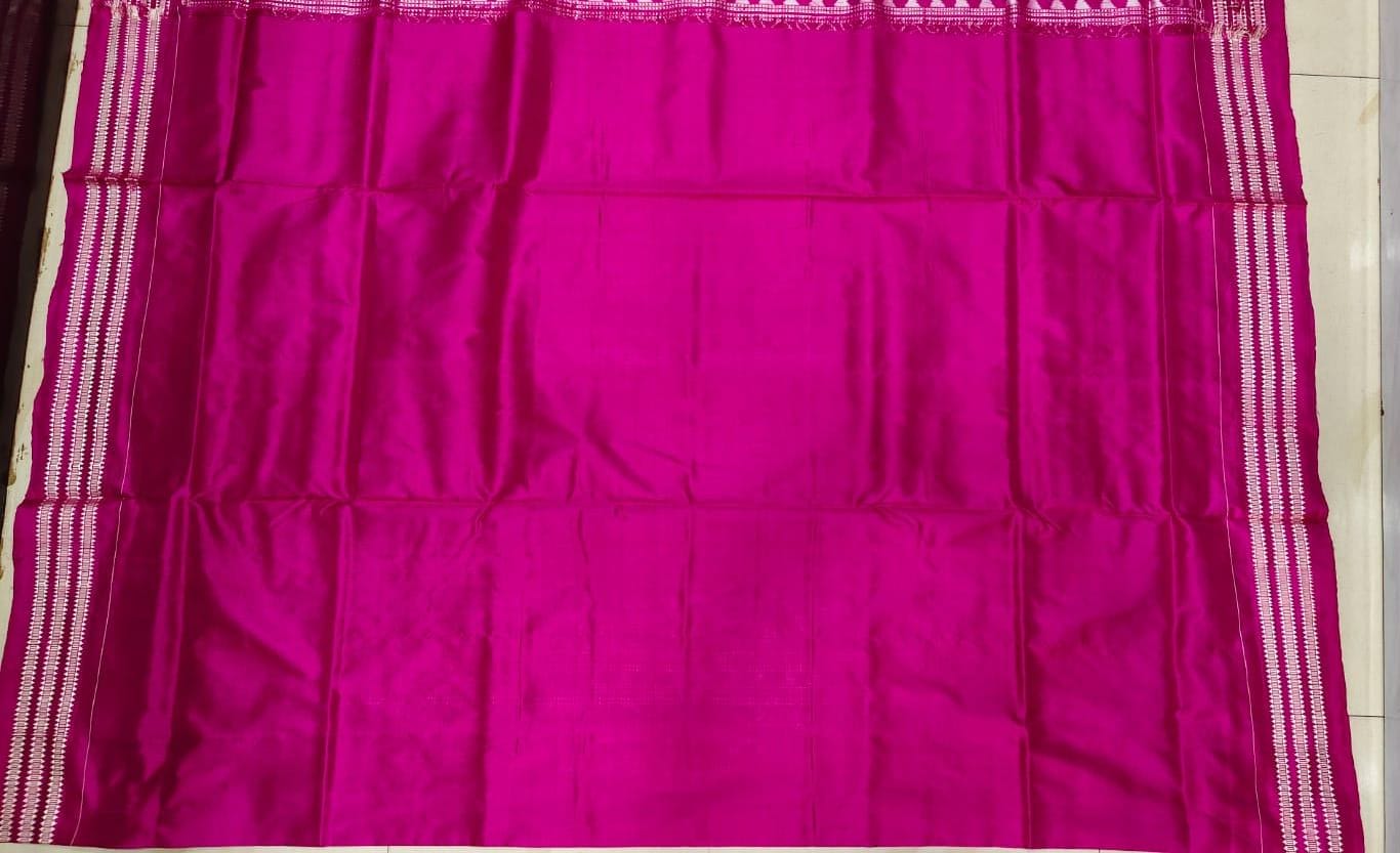 Black Magenta Body Leaf Design Sambalpuri Silk Saree