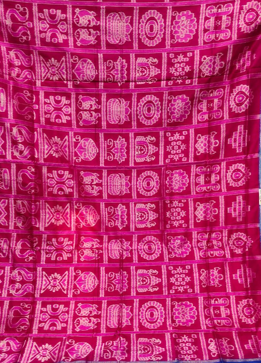Magenta Blue Nabakothi Design Sambalpuri Silk Saree