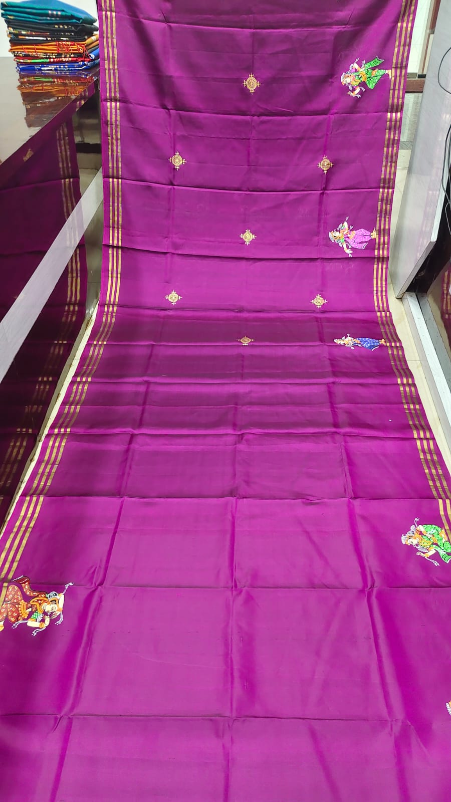 Purple Ratha Yatra Theme Pattachitra Kanjeeveram Silk Saree