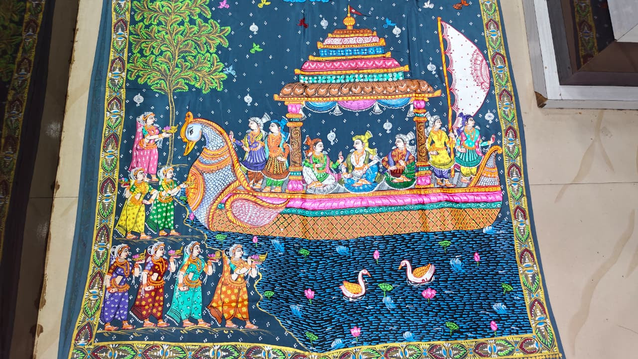 Grey Boita Bandan Theme Pattachitra Khadi Silk Saree