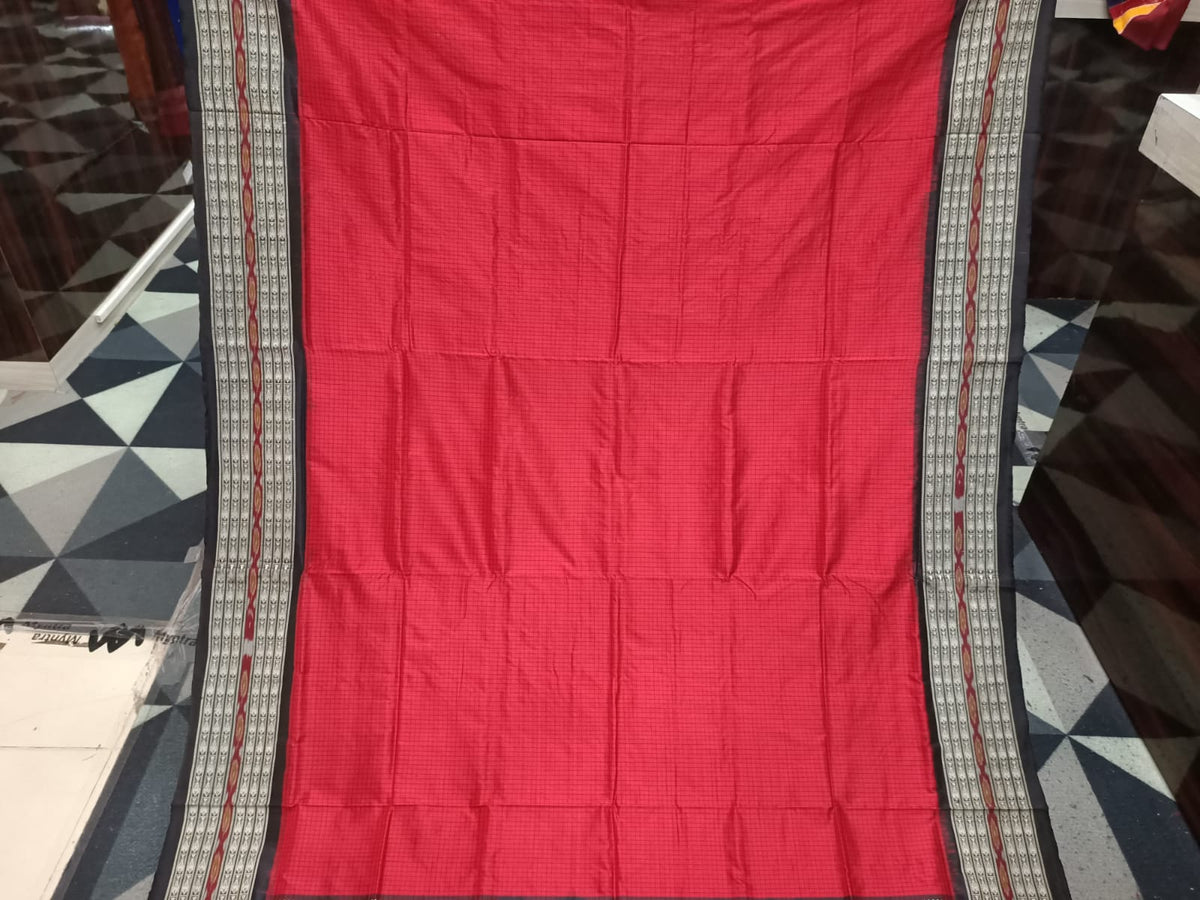 Red Black Sachipar Odisha Handloom Sambalpuri Silk Saree