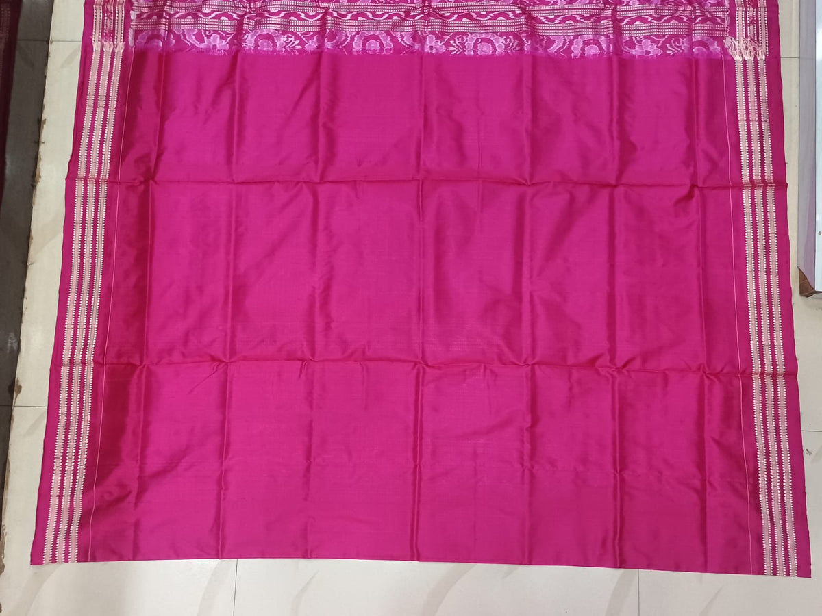 Coffee Magenta Lotus Design Sambalpuri Silk Saree