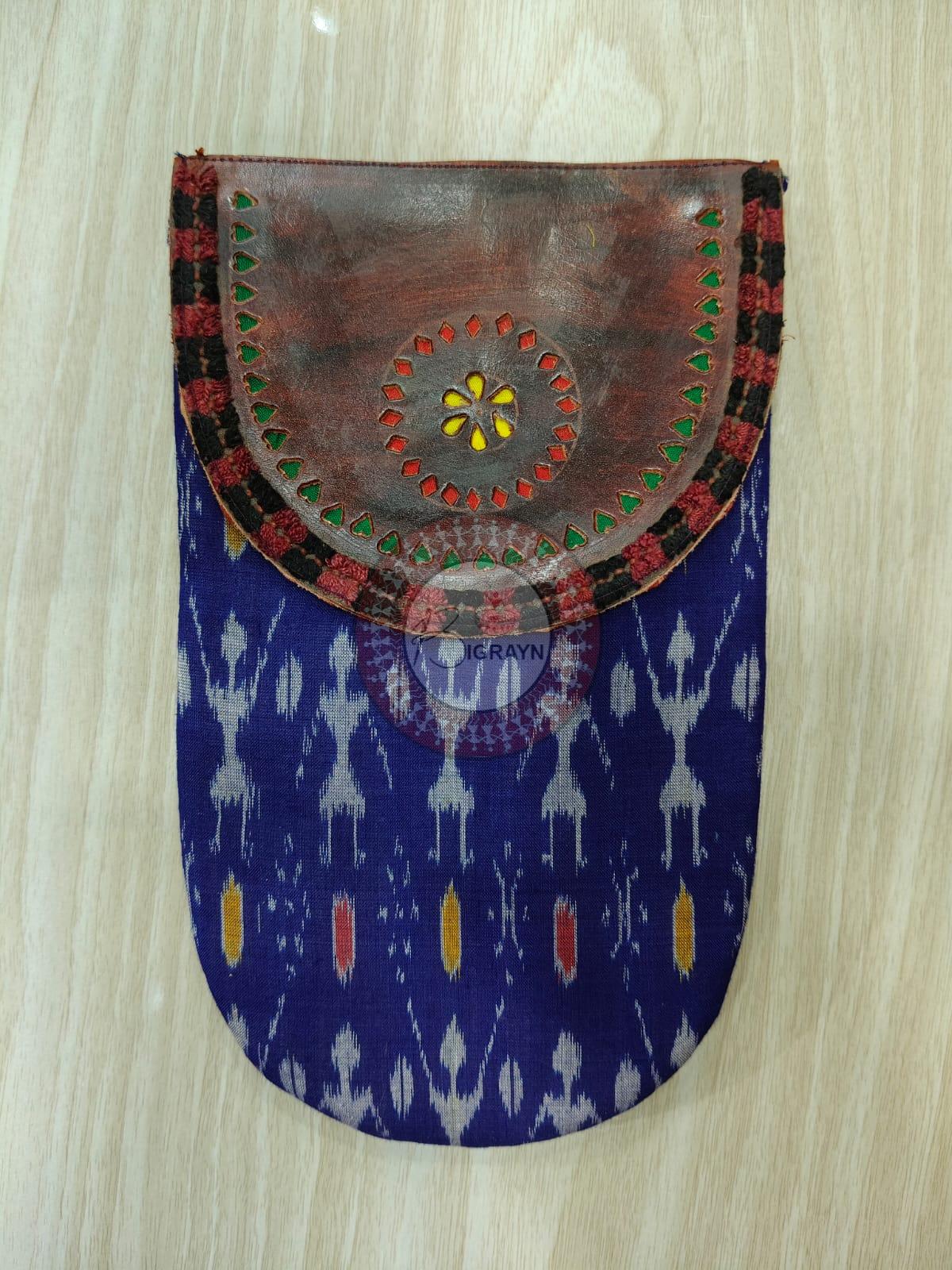 Black Tribal Huts Leather Phone Bag