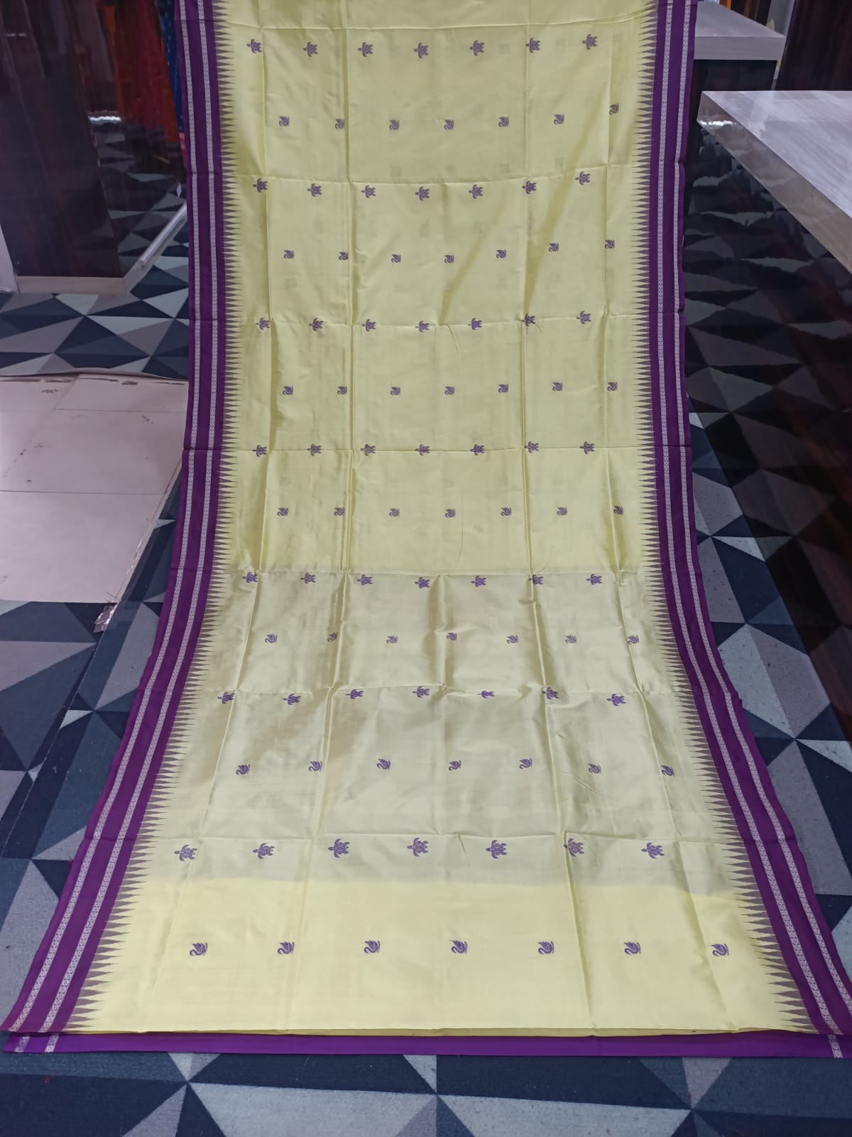 Pista Purple Chilika Theme Exclusive Sambalpuri Silk Saree