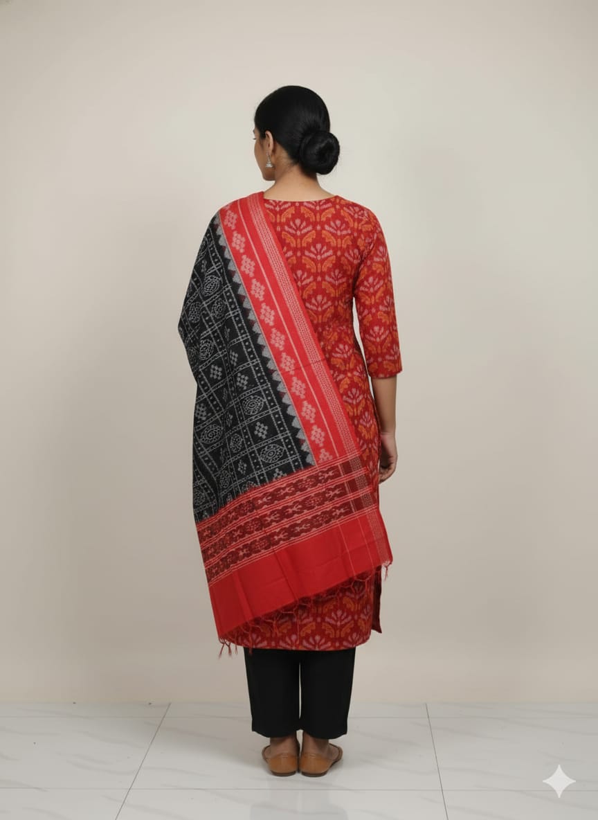 Red Black Flower Design Dress Set