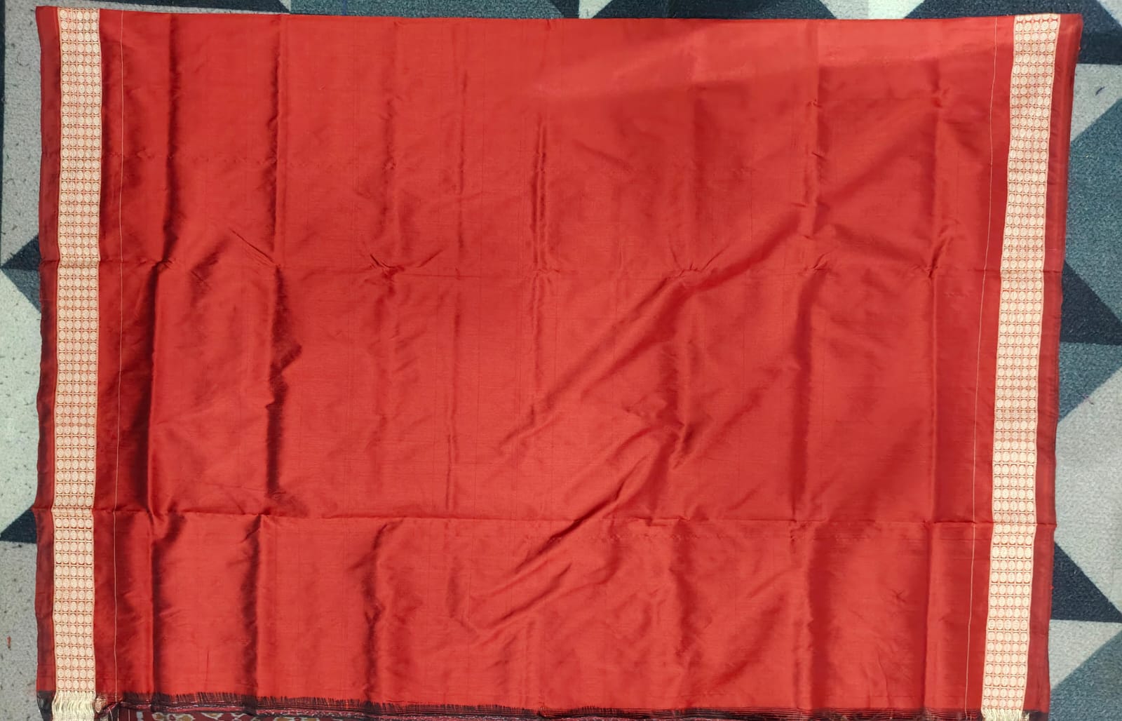 Black Maroon Copper Sulphate Odishi Face Sambalpuri Semi Silk Saree