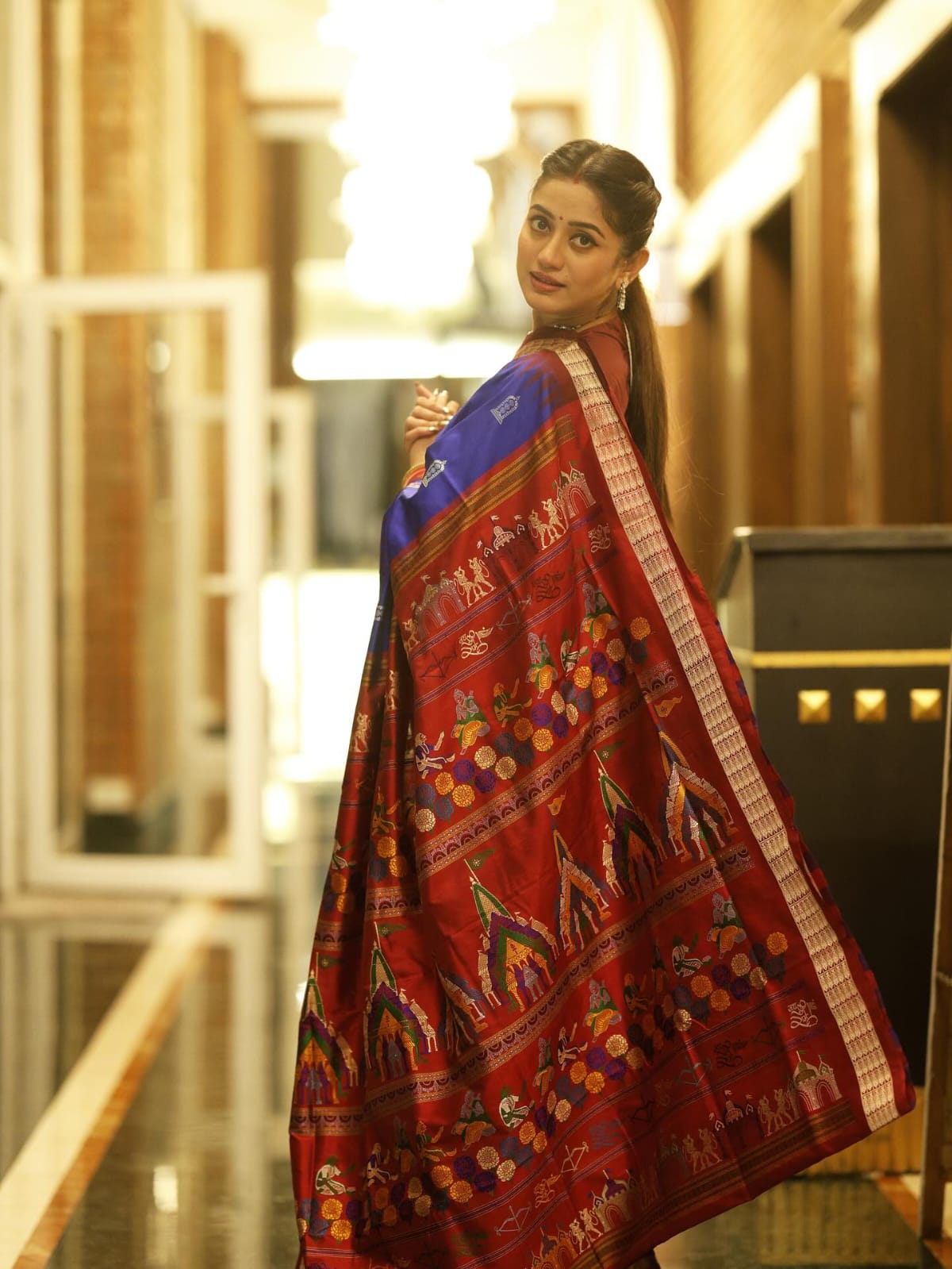 Blue Maroon Sri Ram Exclusive Sambalpuri Silk Saree