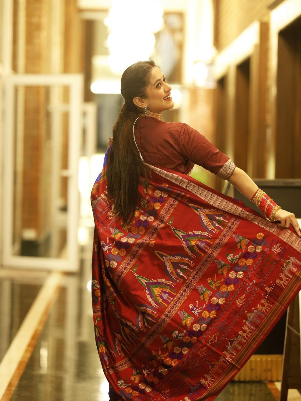 Blue Maroon Sri Ram Exclusive Sambalpuri Silk Saree