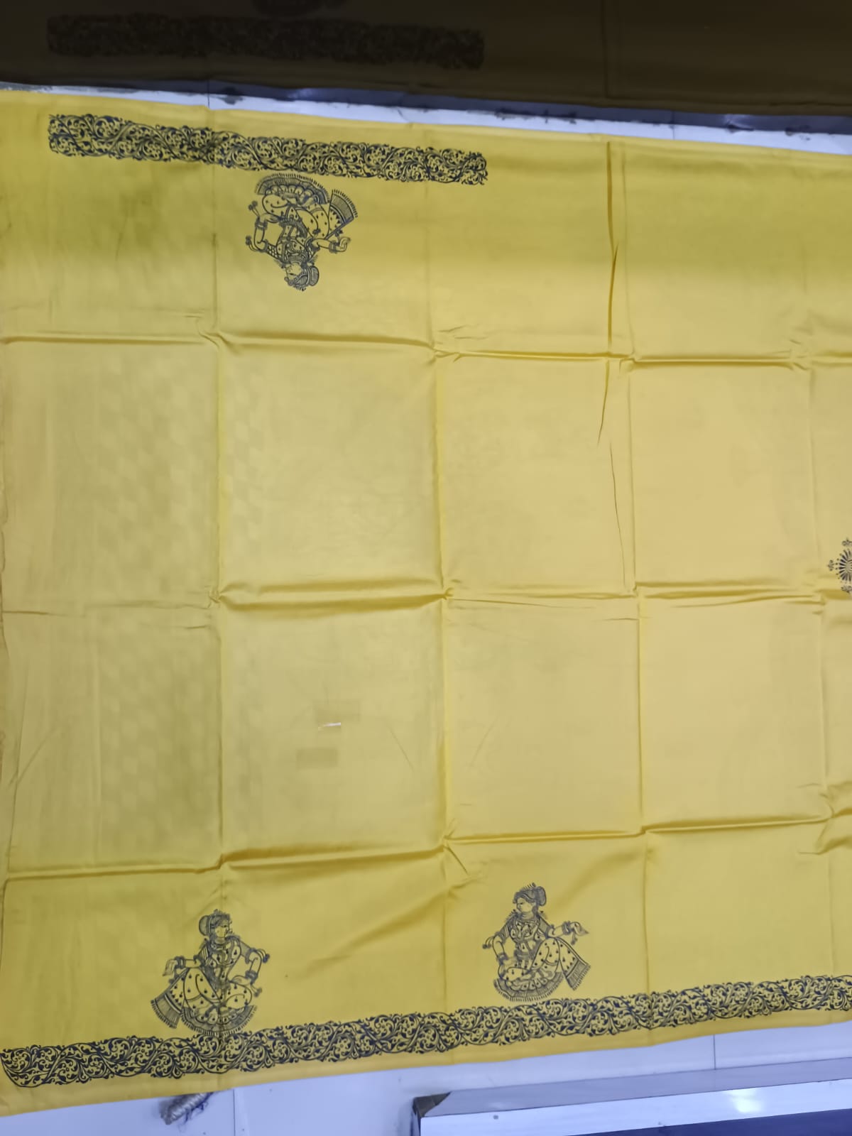 Mustard Yellow Mathura Vijay Theme Khadi Silk Hand-Painted Pattachitra Saree | Traditional Odisha Art | Bigrayn Handloom