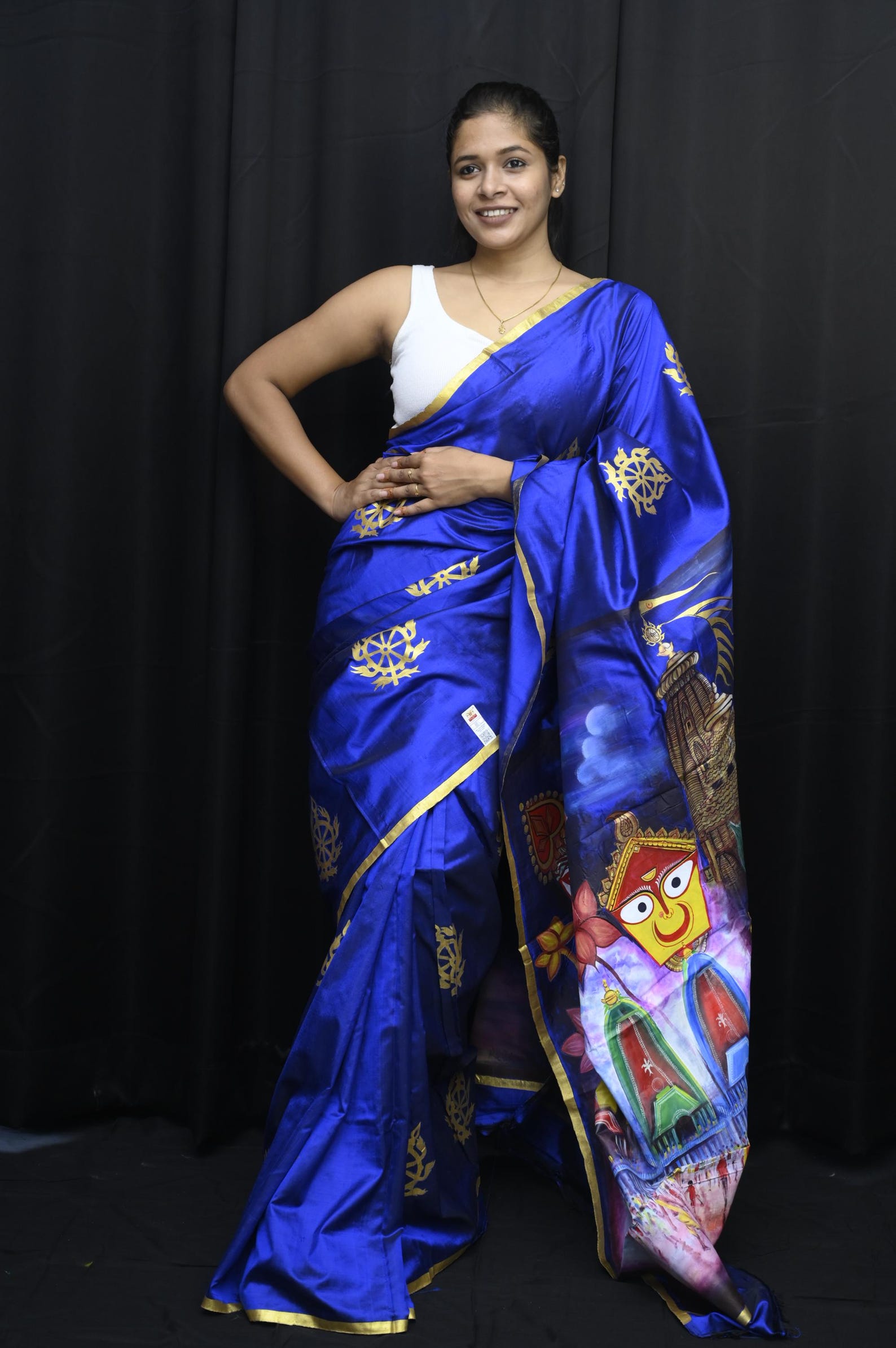 Blue RathYatra JBS Pattachitra Sambalpuri Silk Saree