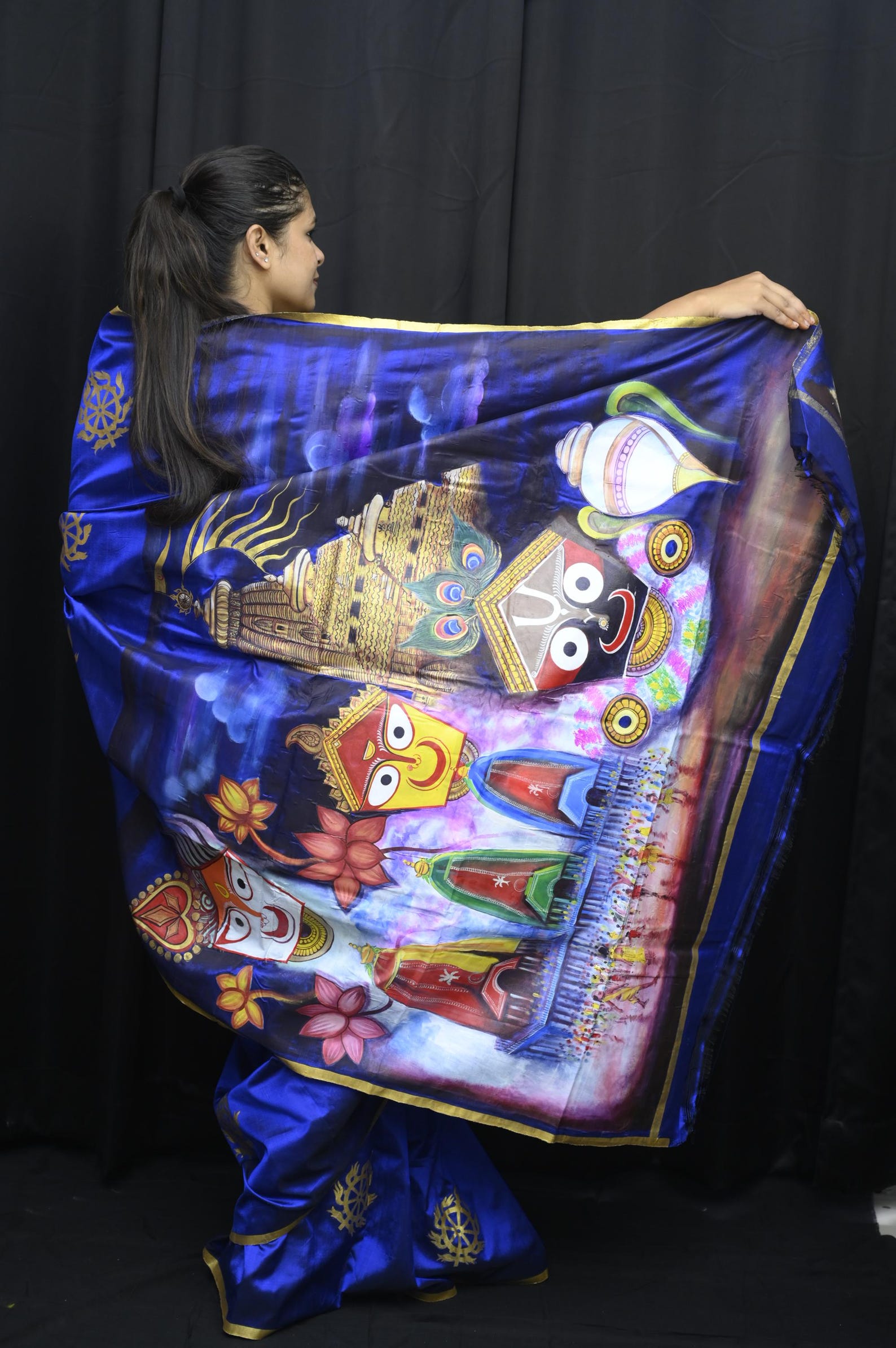 Blue RathYatra JBS Pattachitra Sambalpuri Silk Saree