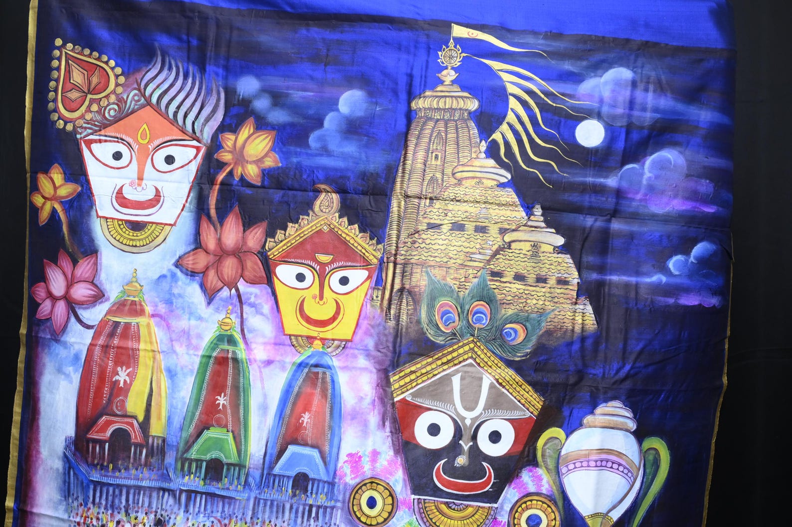 Blue RathYatra JBS Pattachitra Sambalpuri Silk Saree
