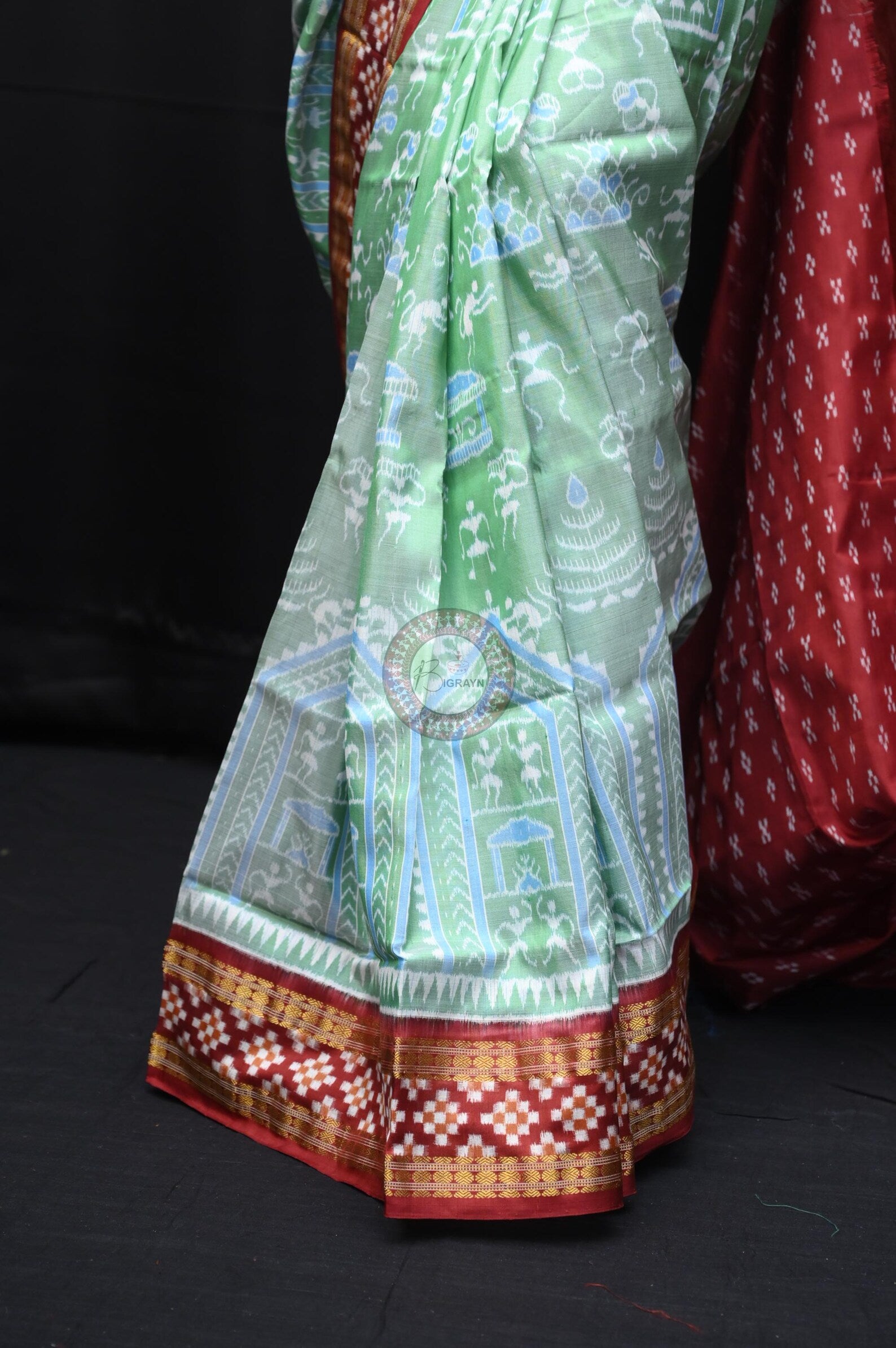 "Odisha Handloom Tissue Silk Saree with shimmering texture, elegant zari border, and lightweight drape, handcrafted by artisans"