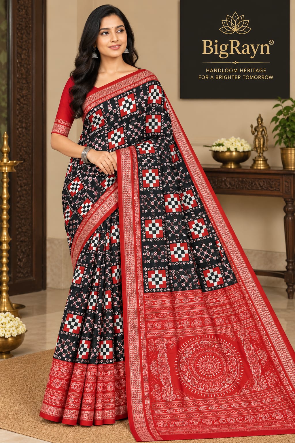 Black Maroon 27 Kothi Pasapali Design Sambalpuri Silk Saree