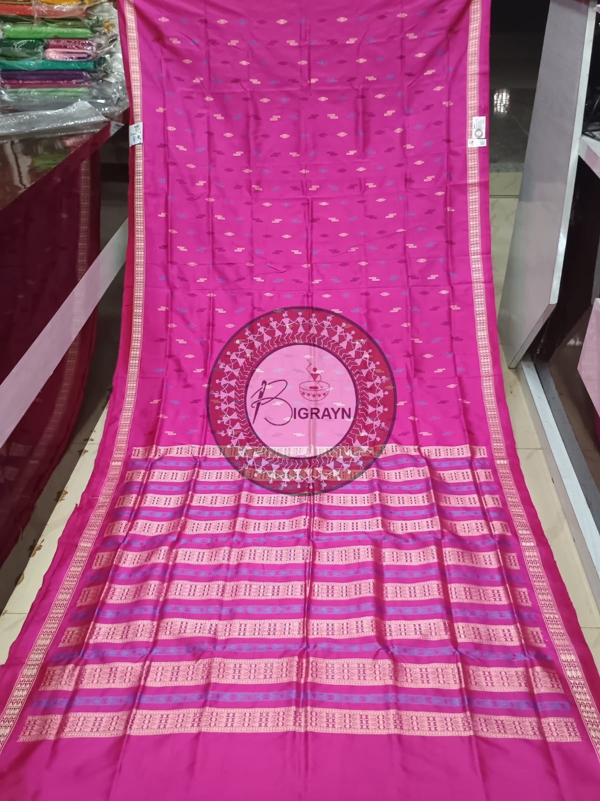 "Odisha Handloom Hazarbuti Bomkai Silk Saree with thousand buti motifs, intricate pallu design, and rich traditional craftsmanship"