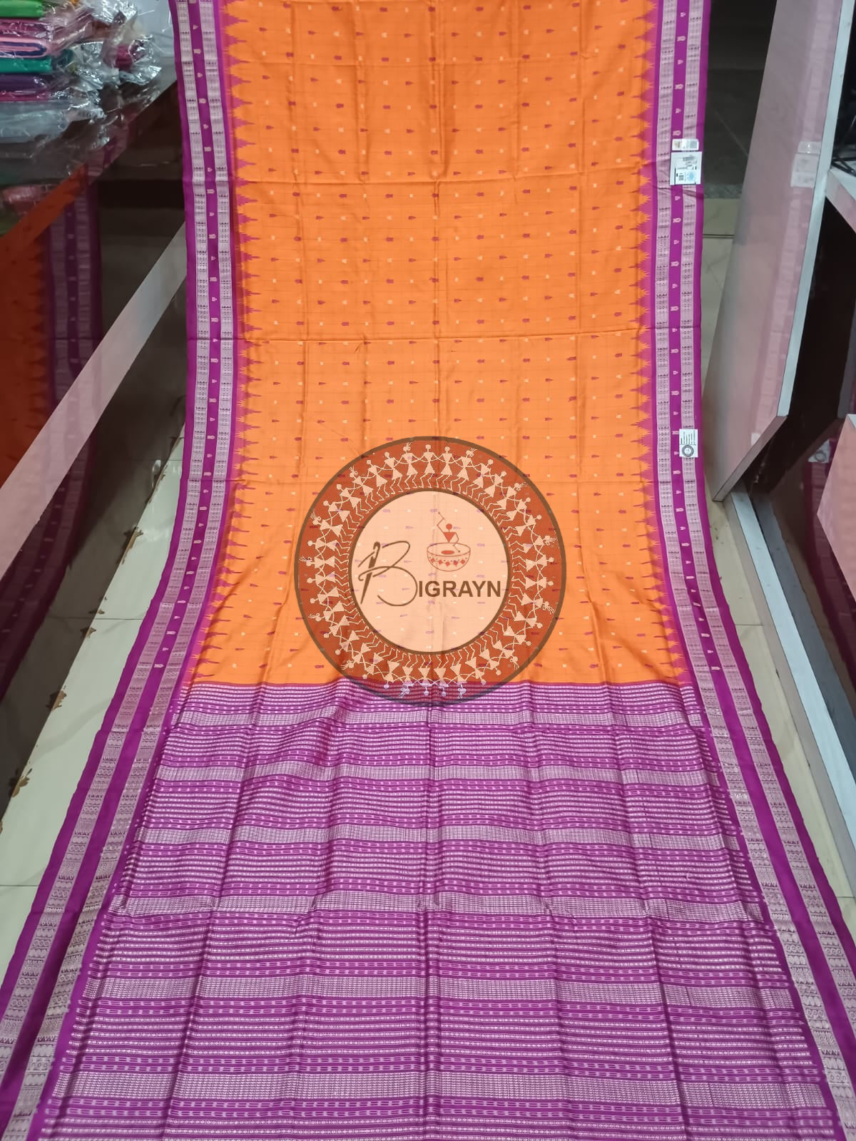"Odisha Handloom Hazarbuti Bomkai Silk Saree with thousand buti motifs, intricate pallu design, and rich traditional craftsmanship"