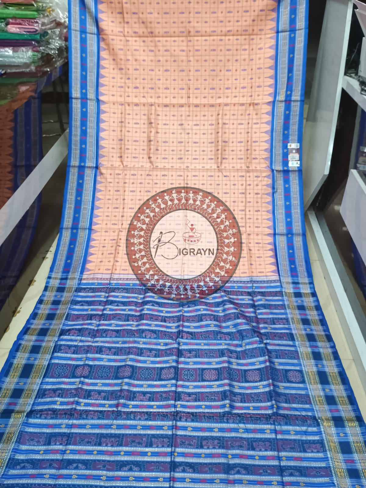 "Odisha Handloom Hazarbuti Bomkai Silk Saree with thousand buti motifs, intricate pallu design, and rich traditional craftsmanship"