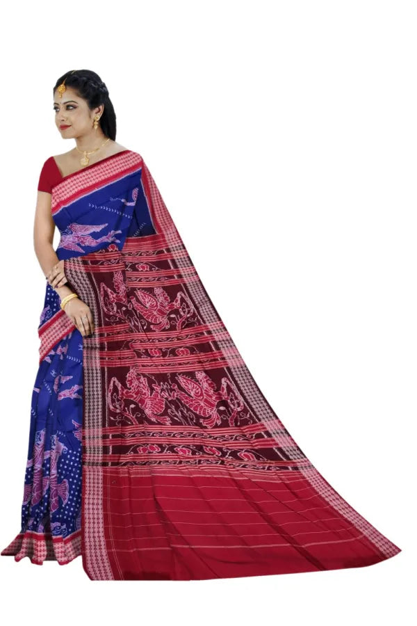 Blue Red Pari Sambalpuri Cotton